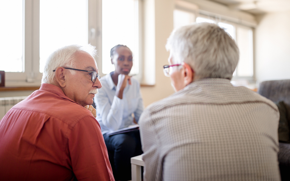Older adults in a counseling or support group session