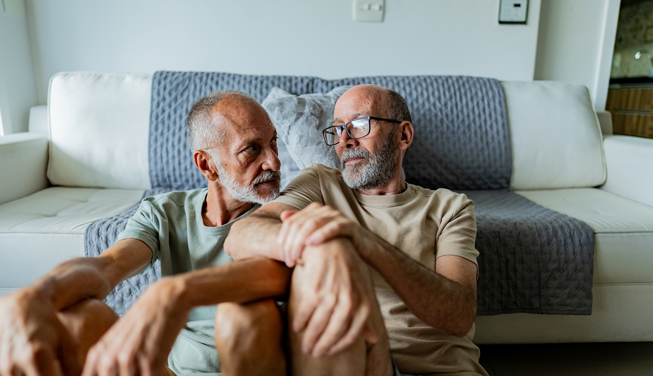 Two partners sharing a quiet moment of comfort and emotional support.
