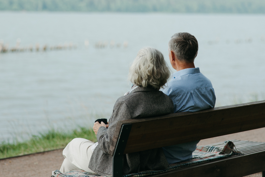 Couple looking at lake