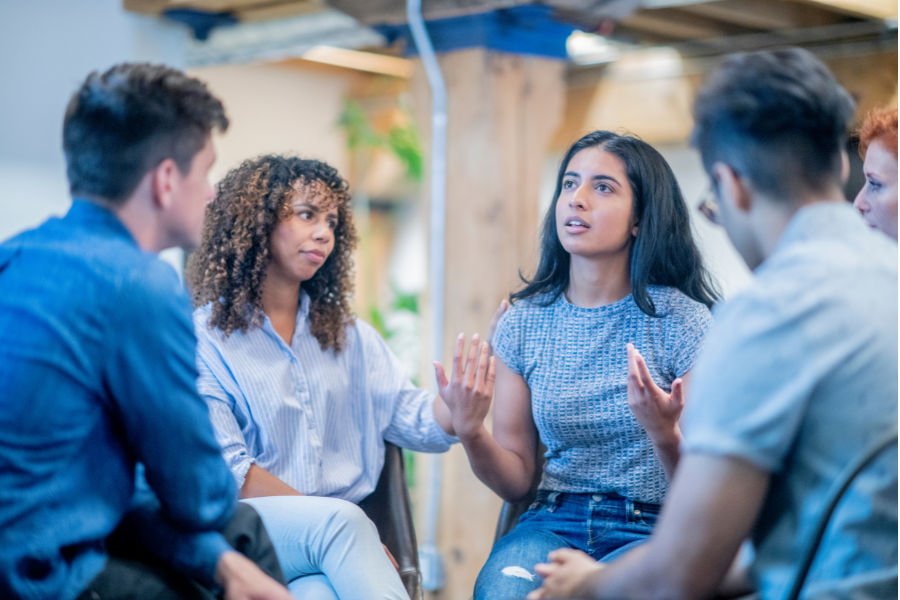 People in group talking 